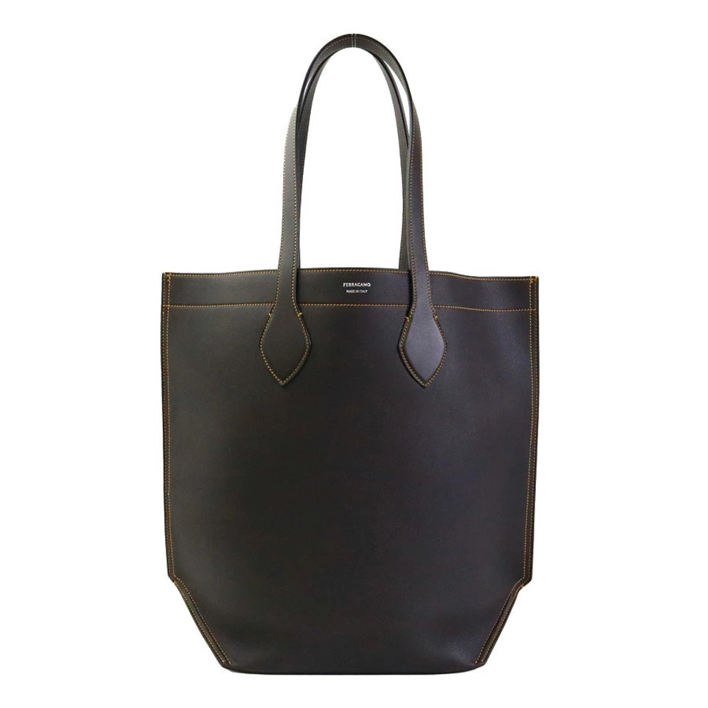 Salvatore Ferragamo Gancini Leather 2Way Shoulder Bag Brown